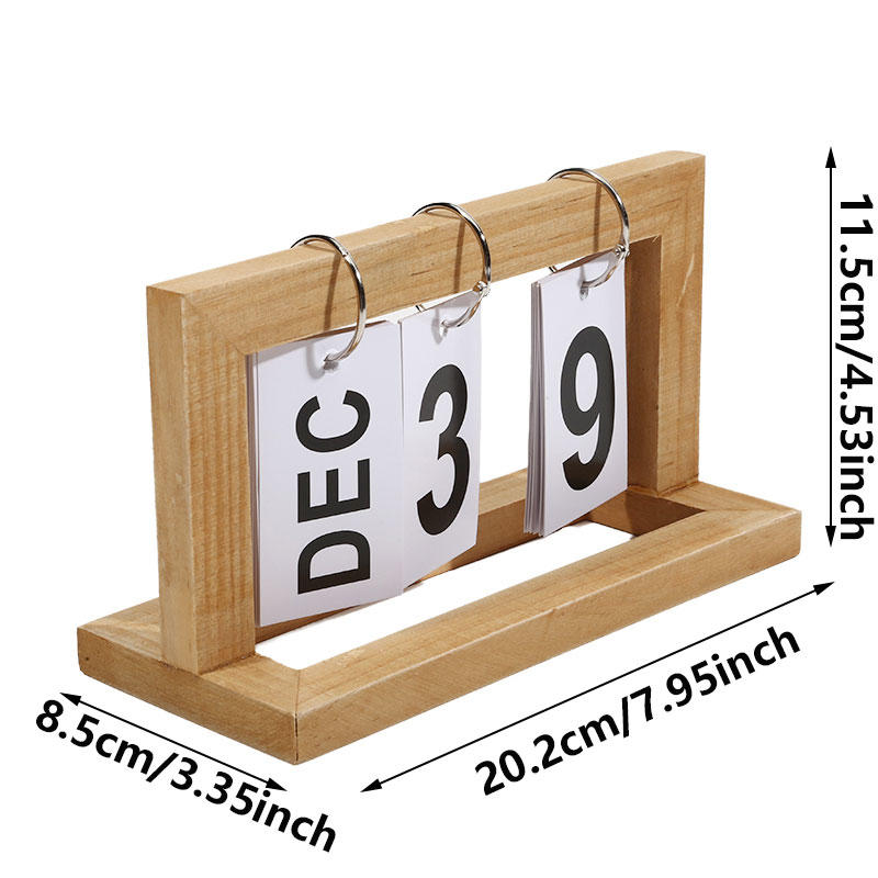 Wooden Vintage Home Calendar Cafe Desktop Decorative Rustic Ornaments DIY Flip Planner Table Perpetual Calendar Office Supplies