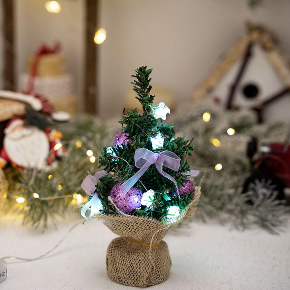 with LED Light Desktop Tree Ornaments Mini Merry Christmas Decorations  Home Xmas Decor
