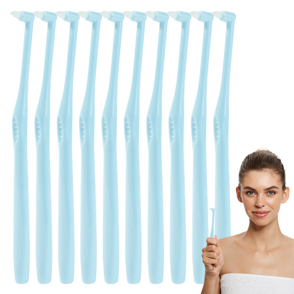 Trim Toothbrush 10pcs Orthodontic Tuft Toothbrush Rounded Brush Head Teeth Cleaning Tools For Irregular Teeth Someone Wearing
