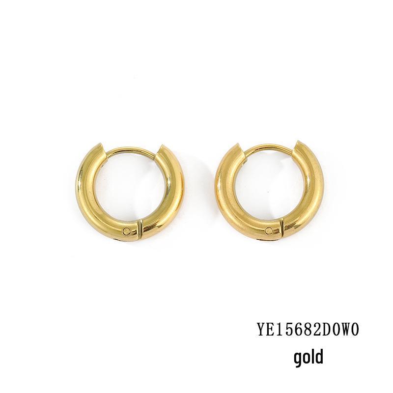 St.delan Gold-Plated Stainless Steel Hoop Earrings Unisex Jewelry