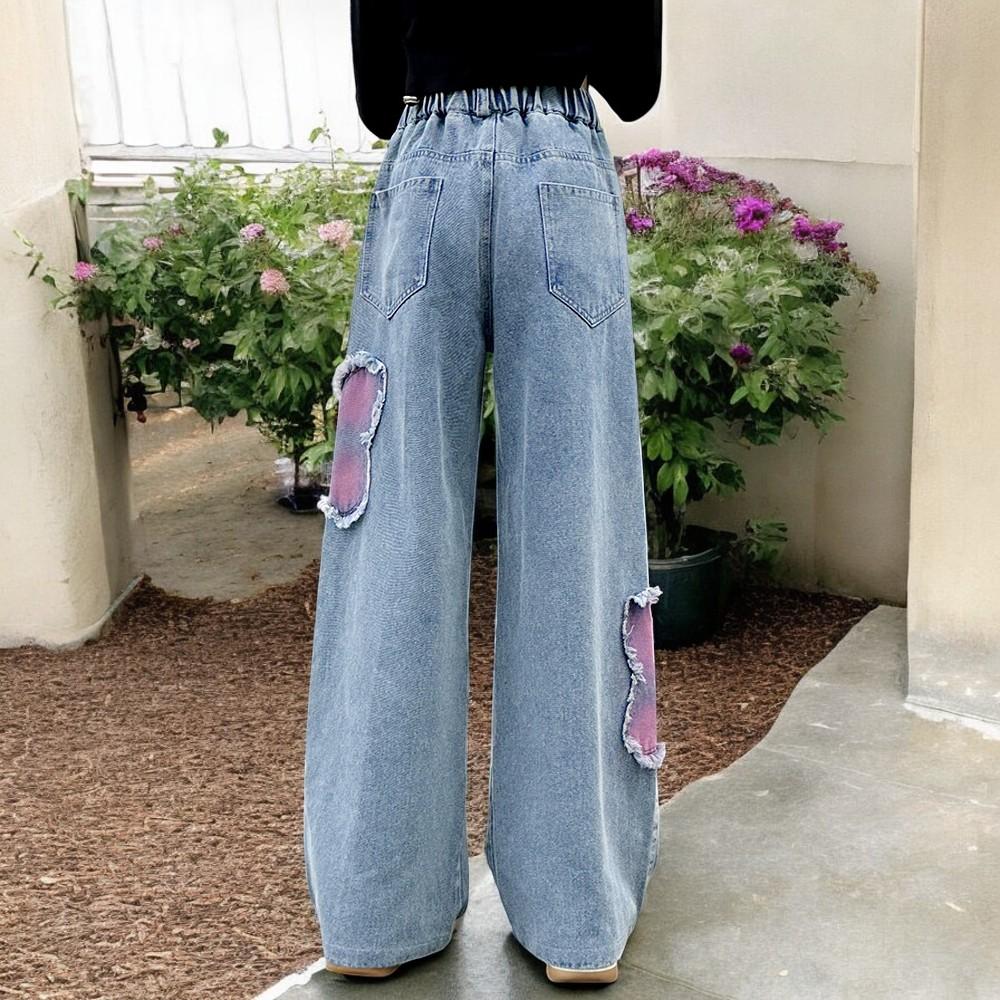 Baby Girls Jeans for Kids Baggy Cargo Pants Butterfly Trousers Wide Leg Children Clothes