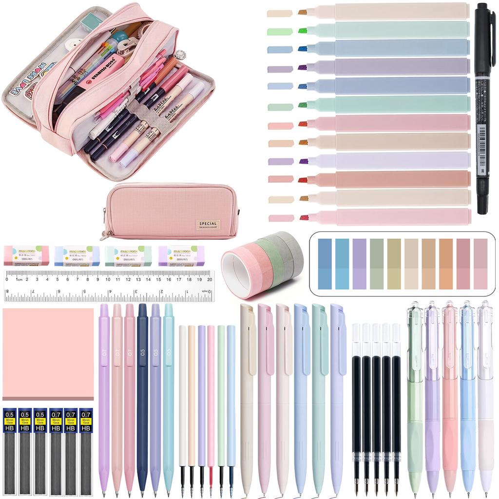 Back to School Stationery Set with High Appearance Pencil Pouch, Elementary Student Reward Gift, Multifunctional Pencil Case Learning Supplies