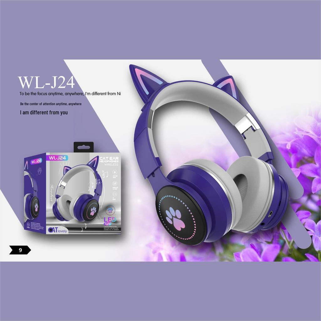 Cat Ear Luminous Bluetooth Headphones for Kids - Universal Compatibility