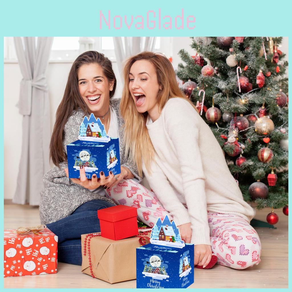 Blaues Schneehaus Weihnachts-Thema Geschenkbox für Partydekorationen und festliche Veranstaltungen