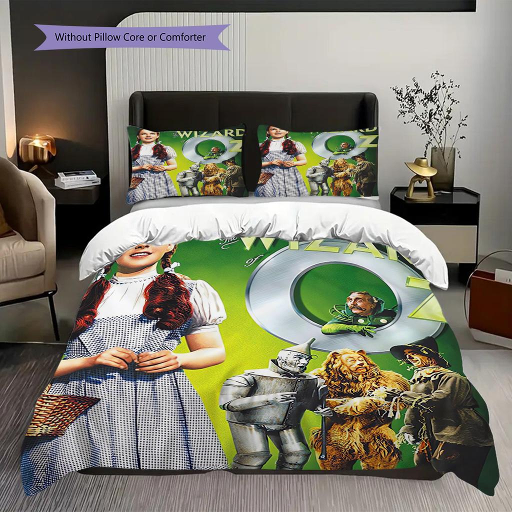 Fantasy Magic Adventure Three-piece set (1 * duvet cover + 2 * pillowcase, without core) 2D Flat Bedding set Christmas birthday gift