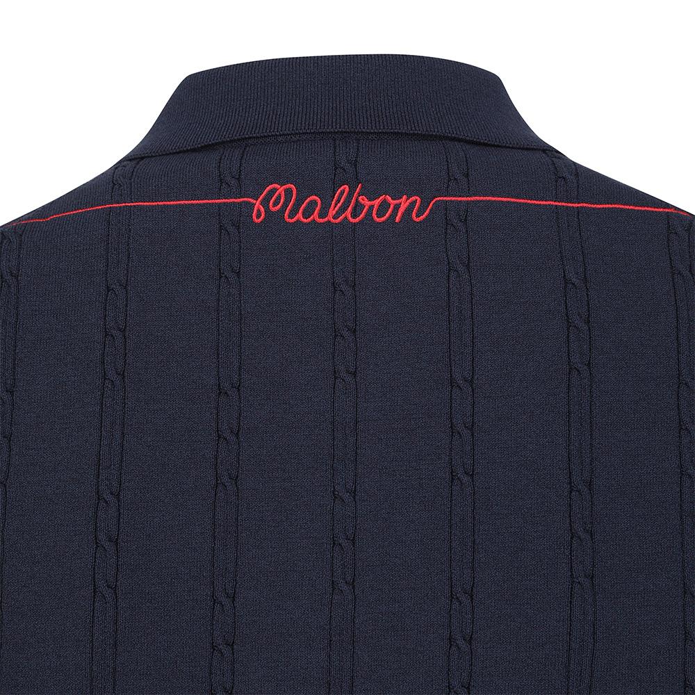 MALBON GOLF M Chain Cable Pattern Casual Short Sleeve Knit Dark Navy (Man)