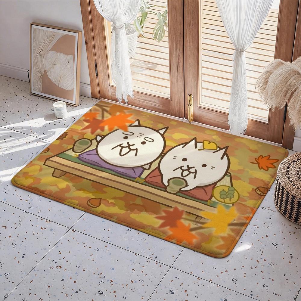 Game B Battle Cats Floor Mat Eco Flannel Doormat Non Slip Odorless Indoor Floor Rug Soft Short Plush Home Mat