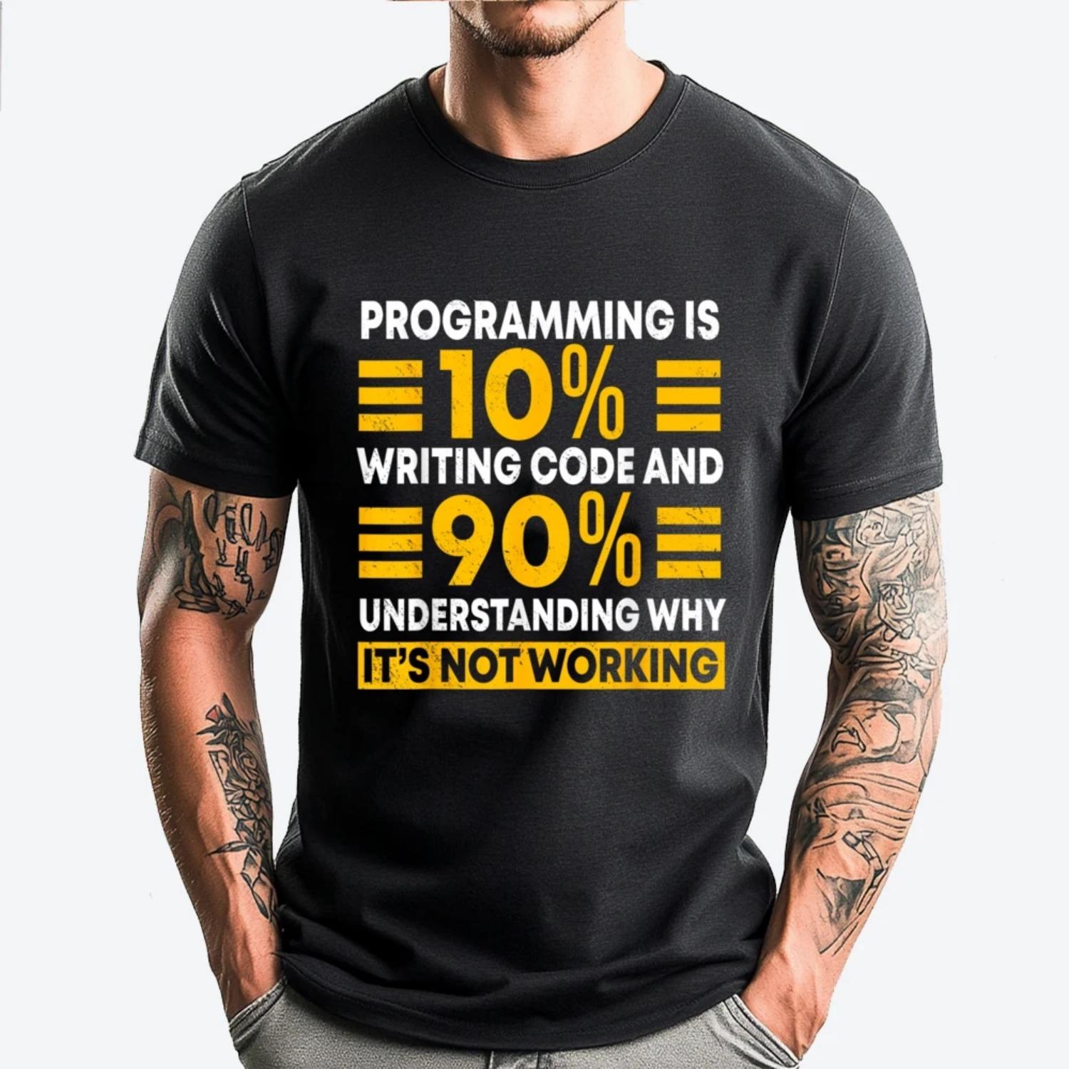 Programmer Software Developer Computer Engineer Coding Vintage T Shirts Breathable Man Clothes Graphic Tees S чёрный