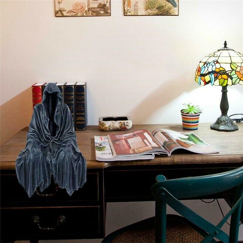 Black Grim Reaper Statue Thrilling  Robe Nightcrawler Resin Desktop Figurine Ornaments Horror Ghost Sculpture Decorations