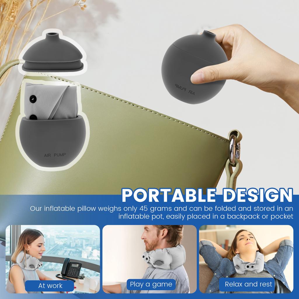 U-shaped Inflatable Neck Pillow Travel Light Portable Lazy Airplane Headrest Reduce Fatigue Office Sleep Pillow