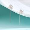 925 Silver Maple Leaf Drop Earrings for Women Elegant Minimalist Fine Jewelry Light Luxury Accessories