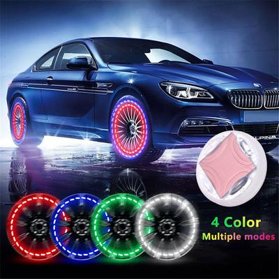 2Pcs Car Wheel Caps Solar Led Valve Cap Flashing Lights For Tire Hub Lights Bicycle Deco LED Closed Tire Valve Car Decoration