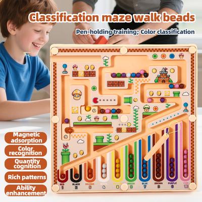 Magnetic Maze Walking Ball Education Puzzle Toy Number Color Classification Counting Logical Toy Birthday Chrismas Gift For Kids