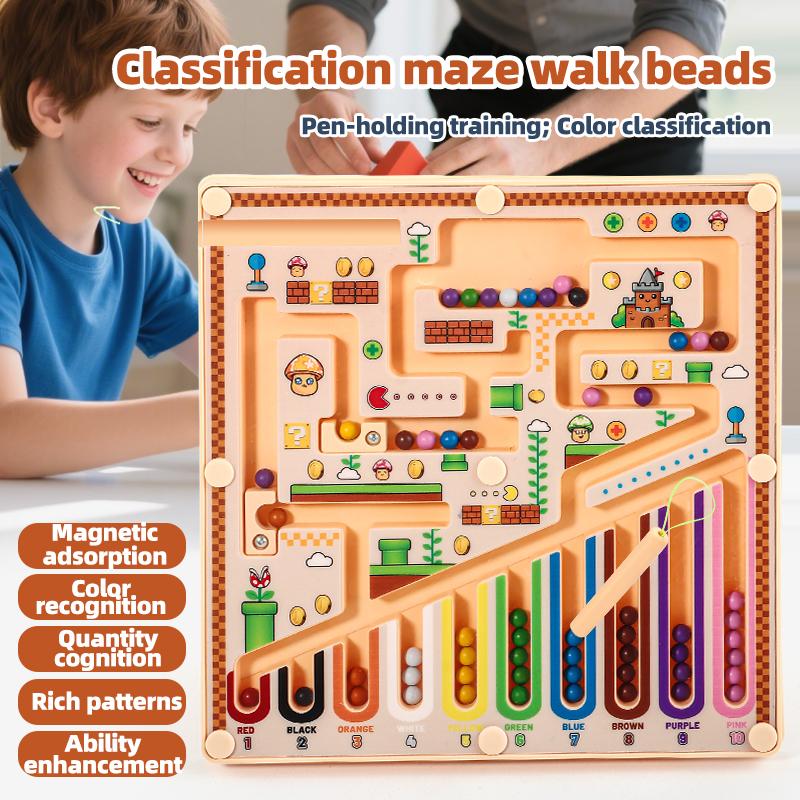 Magnetic Maze Walking Ball Education Puzzle Toy Number Color Classification Counting Logical Toy Birthday Chrismas Gift For Kids