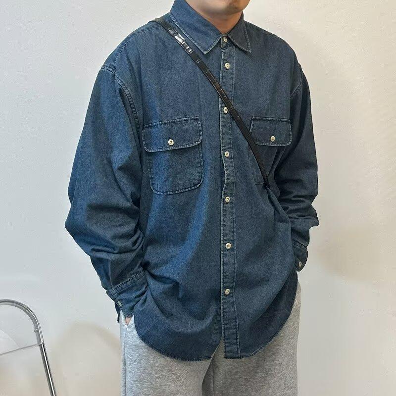 Wiosna i Jesień 2024 Przystojny Płaszcz PU Męski Ins Marka High Street Fashion Styl Hongkoński Japoński Styl Harajuku Styl Koreański Modna Luźna Kurtka