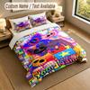 Set Biancheria da Letto 3 Pezzi con Nome Personalizzato, Poppy Playtime 1 Copripiumino 2 Federe Morbido Tessuto per Letto per Regalo