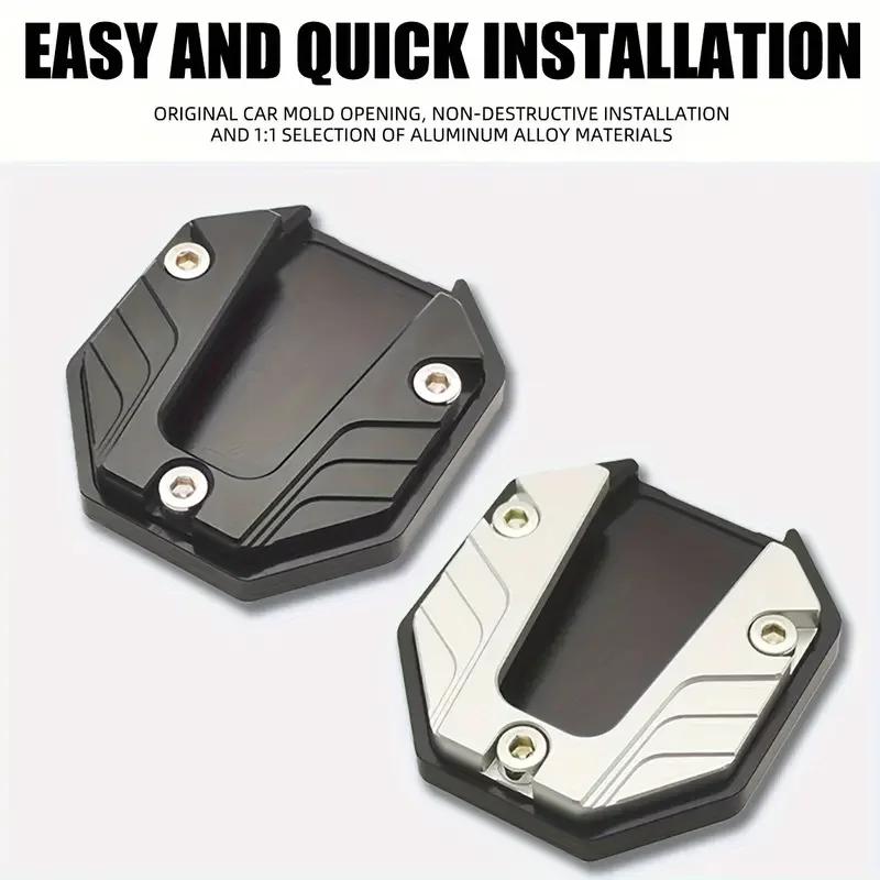 Aluminum Alloy Motorcycle Kickstand Pad - Non-Slip Side Stand Plate with Enlarged Base