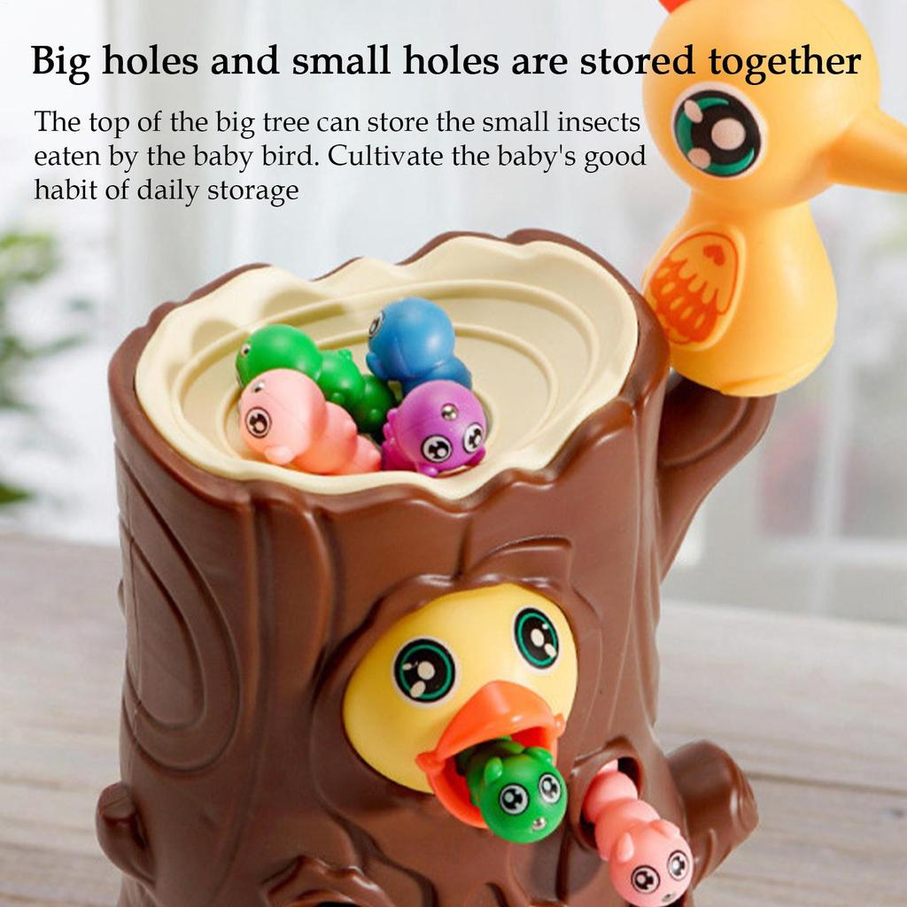 Toddler Woodpecker Catch Worm Toy Magnetic Bird Feeding Game Sensor Montessori Development Fine Motor Skill Toys for Kid Gift