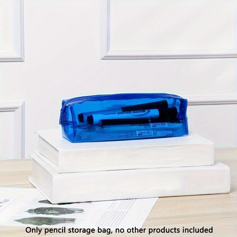 17.5*5*5cm1pc Multiple colors Transparent Portable good quality Stationery Storage Bag, Large-Capacity Student Pencil Case Supplies.