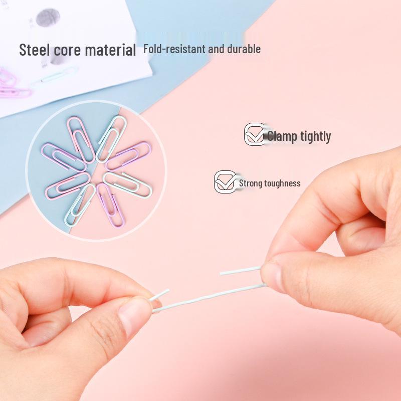 Creative Morandi Color Paperclip Holder with 28mm Colored Metal Paperclips for Office Use