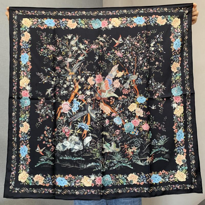 Silk silk scarf women s 18 mmi thickened 90 twill square scarf double-sided printed mulberry silk scarf scarf scarf 88*88cm