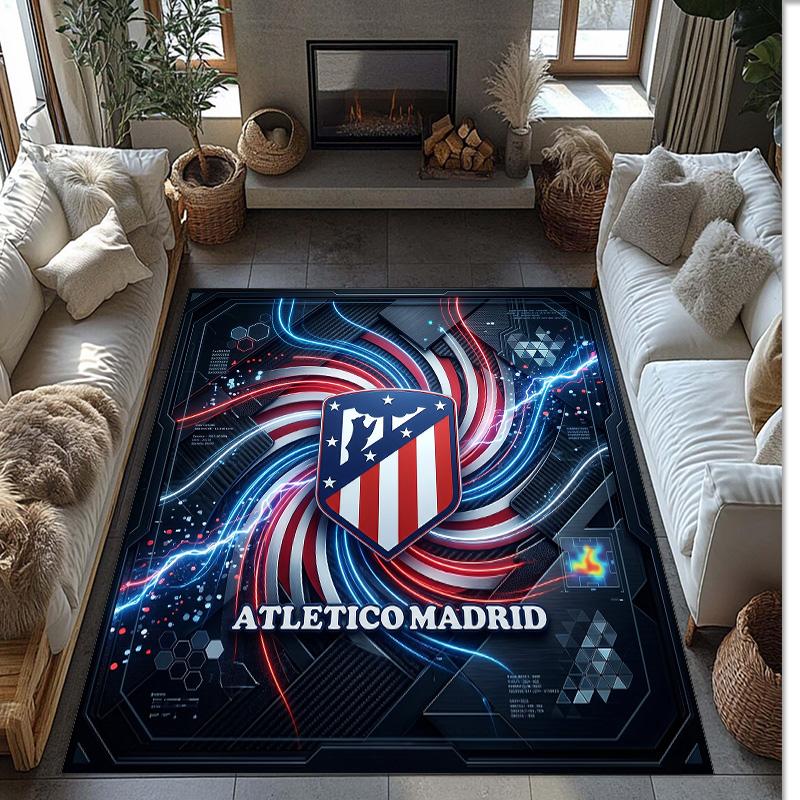 Atletico Madrid Printed Flannel Area Rug Non Slip Soft Polyester Floor Carpet Indoor Decor Mat for Bedroom Living Room Sofa Game Room Home Decoration