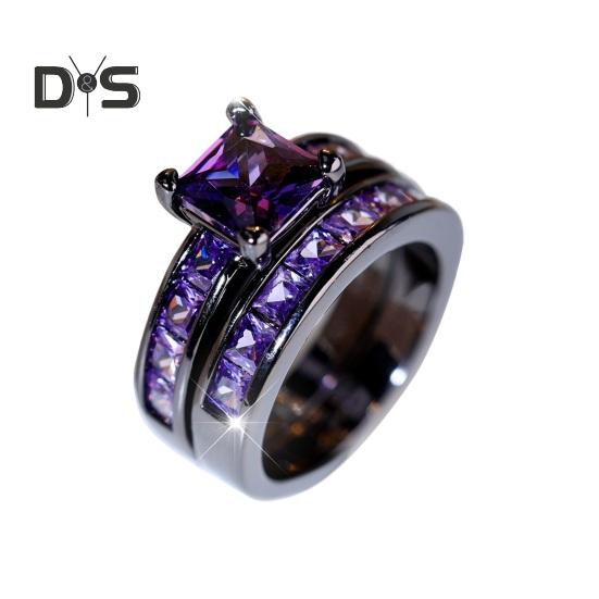 

1 пара парных колец с геометрическим декором из страз, символом любви и единства, кольцо на годовщину, медное кольцо для предложения руки и сердца, обручальное кольцо, легкие роскошные ювелирные изделия для него US 8 фиолетовый