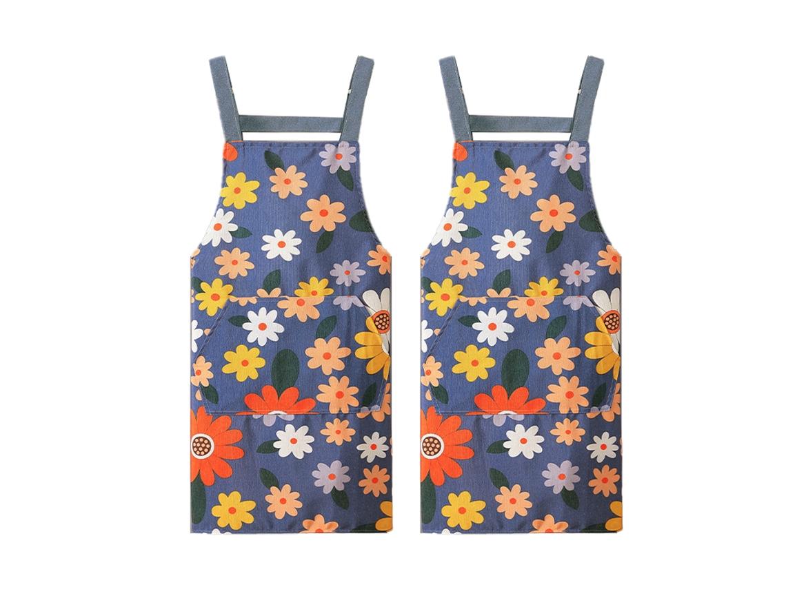 Kitchen aprons, waterproof printed canvas, suitable for cooking and catering services, 2-pack blue