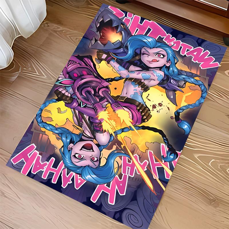 League of Legends Jinx Print Area Rug-Soft,Washable Non-Slip Indoor Mat Office Chairs,Living Room,Home Office Decorative Rug