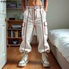 INCERUN Men Zip-up Waist Belt Casual Stitching Thin Harem Pants with Pockets