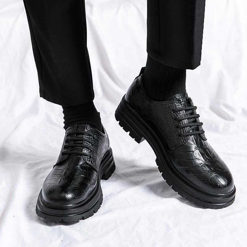 Spring Autumn Crocodile Pattern Loafers Men's Fashion Designer Black Patent Leather Shoes Outdoor Fashion Casual Shoes for Men