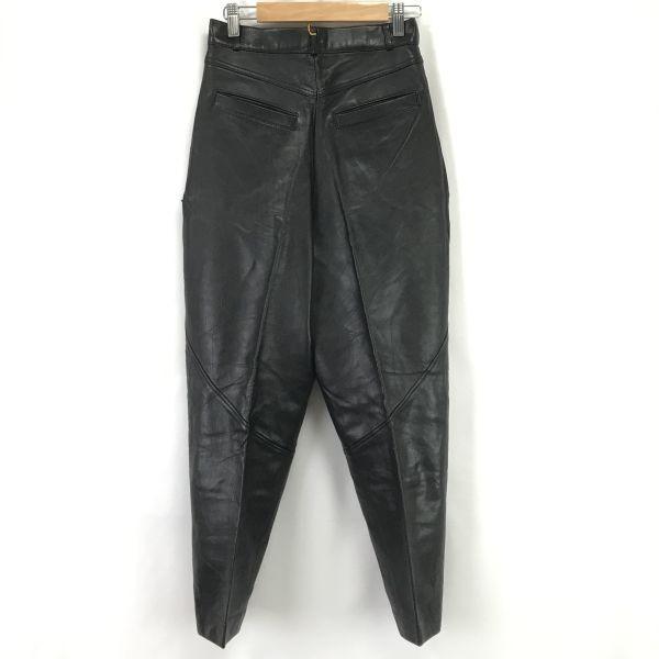 OSHIMA Japan Made Leather Lambskin Riders Pants Black Size 13 Ladies Inseam 69cm(USED)