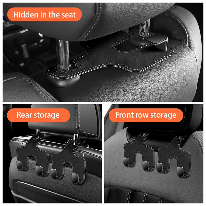 SEAMETAL Car Seat Headrest Hook PU Leather Phone Holder Auto Seat Back Mount Organizer Car Interior Hanger