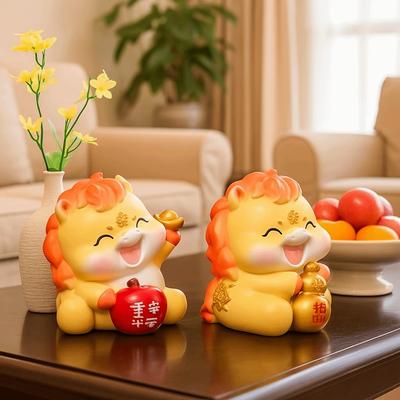 Traditional Cartoon Horse Year Mascot Resin Blessing Words Horse Ornament Mascot Chinese Style Zodiac Horse Ornament Gift