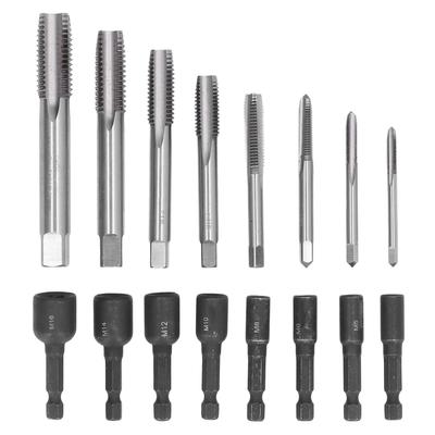 16Pcs Tap Socket Set Machine Lengthened Tapping Chuck 14in Hex Shank Steel Hand Tools