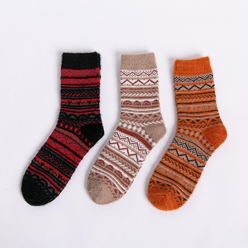 3 Pairs of New Female Winter Faux Ferret Thick Warm Rabbit Wool Tube Socks