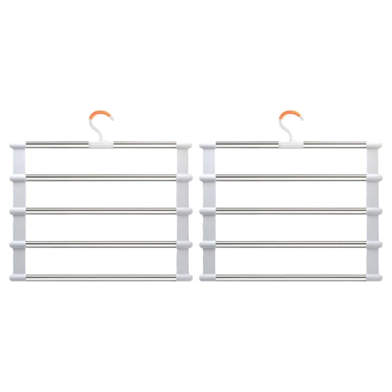 Q1JB Space Saving Folding Pants Hanger Multipurpose Foldable Garment Hanger Multi Layer Clip for Wardrobes Optimization