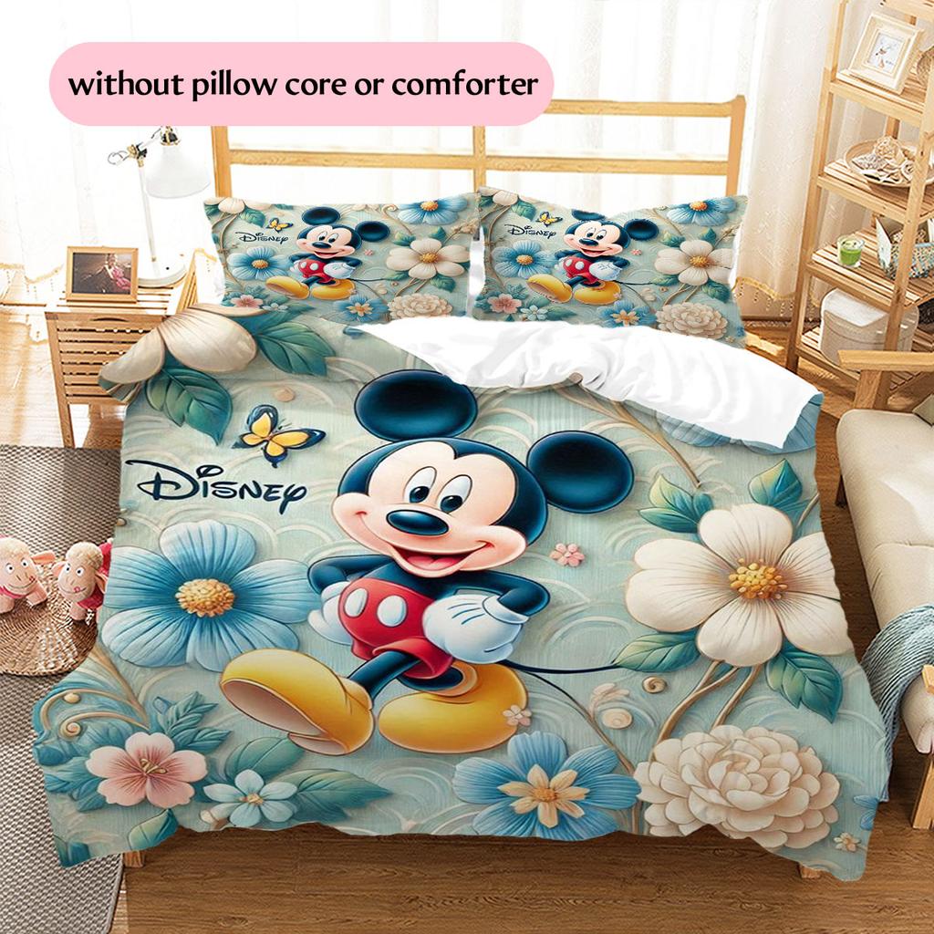 Sweet and Heart-themed Mickey & Minnie Couple Patterns – The Perfect Choice for Decorating A Child's Bedroom. Warm Bedding Set.