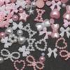 1 Box Nail accessories 3d Nail Charm Resin Love Bow Pentagram Nail Accessories Mixed Pink White resin Hollow Pearl for manicure