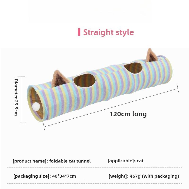 Striped Cat Tunnel Sleeping Beds Foldable Cats Tunnel Breathable Wear-resistant Cat Toys Interactive Accessories for Cats