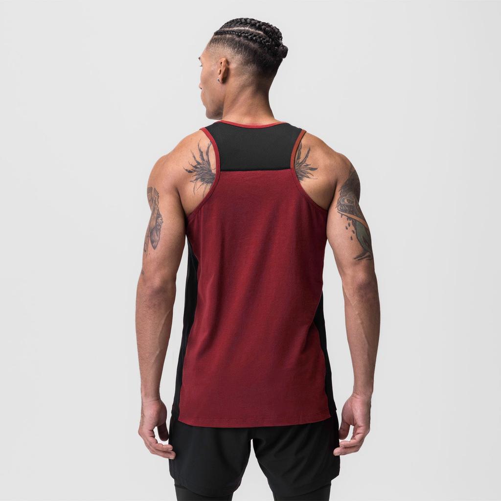 Net Hole Splicing Breathable Sports Vest Men's Round Neck Solid Color Outdoor Running Fitness Casual Vest Cotton