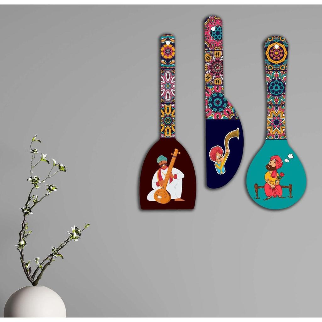 paintings Rajasthani culture spoon shape Mdf Wooden Wall Hanging Home Decor Plates, wall painting, wall hanging For home decoaration