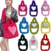 2025 New Design Soft Plush Women's Crossbody Bags Heart Pattern Large Capacity Lint Tote Bag Internet Celebrity Casual Single Shoulder Bag for Young