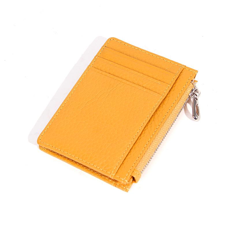 Women's Genuine Leather Slim Card Holder & Coin Purse - Japanese Minimalist Style with Multi-Card Slots and ID Holder.