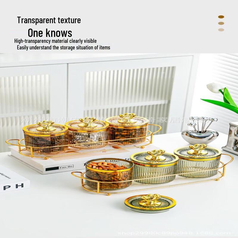 LISM Kitchen Food Storage Jar Set with Golden Rack