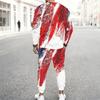 Men Torn Ripped Effect American Flag Star Print Long Sleeve Sweatshirt And Jogger Pants Two Piece Outfit