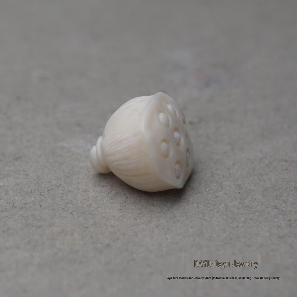 Natural Mammoth Ivory Carving with Turquoise Lotus Pod Hand Chain Accessory.