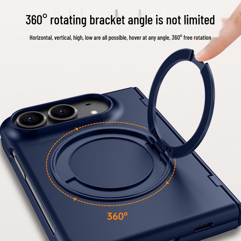 Apple iPhone Duo Foldable Magnetic Case with Rotating Bracket and Anti-Drop Protection.