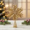 Christmas Tree Top Finial | Glittery Openwork Design, Gold-Toned, Ornament, for
