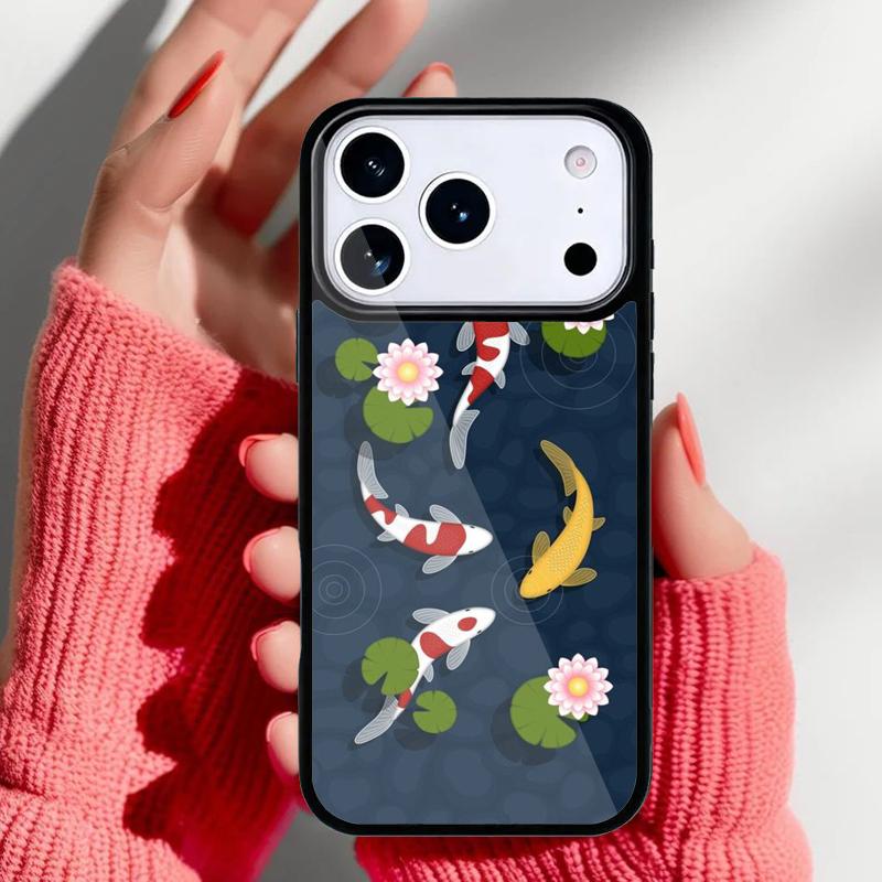 Japanese Koi Fish Phone Case for iPhone 17 16 15 14 13 Pro Max Back Cover for 12 11 Pro Coque